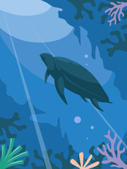 flat illustration of marine biota