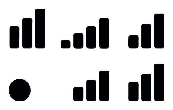 Minimalist black bar and circle chart icons on white background