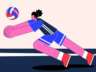 illustration of men playing volleyball