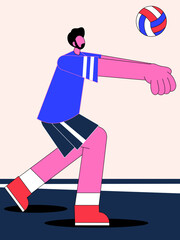 illustration of men playing volleyball