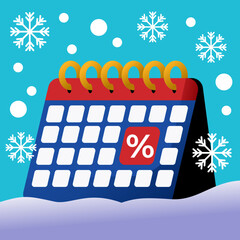 Illustration of a calendar when it snows