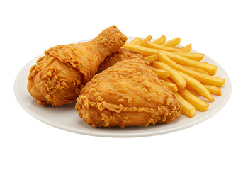 黄金色に輝くフライドチキンとポテト 食欲をそそる配置