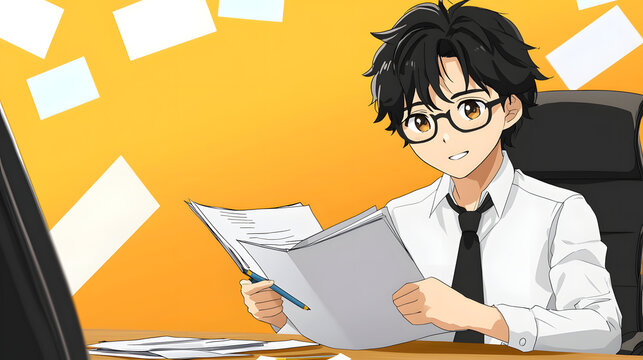Elegant Anime Business Leader Reviewing Documents in A Cc5e4701 6abd 4c92 A62e 9292097023f1 0