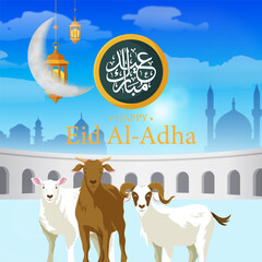 Gradient eid al-adha background with sheep