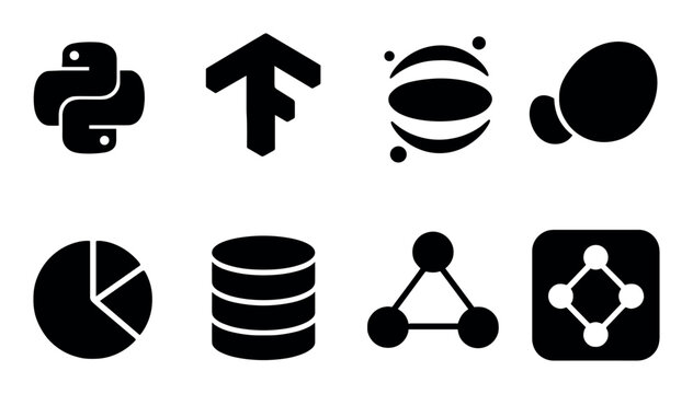 Technology icons: python, tensorflow, data visualization, ai