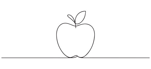 Minimalist Line Drawing of an Apple – Elegant and Simple Fruit Illustration
