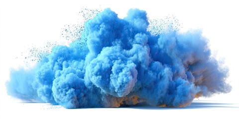 Explosion of vibrant blue smoke