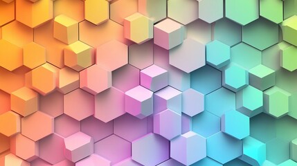 Hexagon gradient color pattern grid, geometric low polygon design, seamless repeatable texture for wrapping, wallpaper, fabric or digital background.