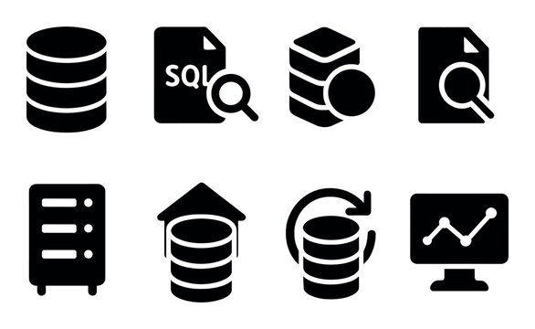 Database icons: storage, sql, analysis, server, data management