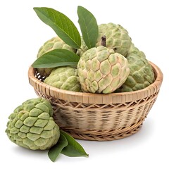 Fototapeta premium Fresh and Delicious Custard Apples in a Woven Basket Still Life