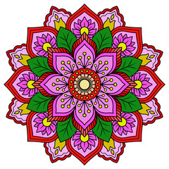 Flower Mandala. Vintage decorative elements. Oriental pattern, vector illustration. Islam, Arabic, Indian, Moroccan, Spain, Turkish, Pakistan, Chinese, mystic, ottoman motifs. Coloring book page 