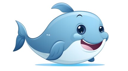 Adorable Cartoon Whale Character Vector Illustration for Children's Books and Educational Materials