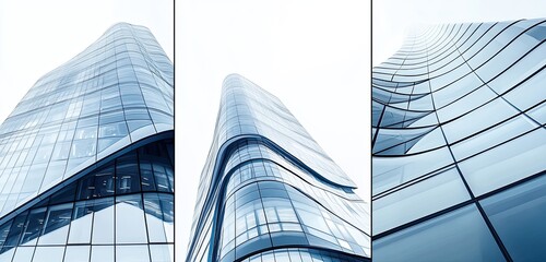 Modern skyscraper with curved glass facade