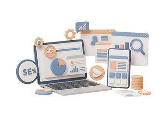 鮮やか色彩の3Dデジタルマーケティング図解 効果的配置で視覚的魅力