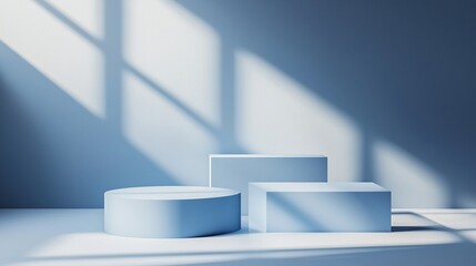 Showcase scene with Abstract modern minimal  background illuminated with bright light, for display product presentation.