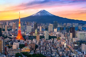 Aerial view of Tokyo cityscape with Fuji mountain in Japan. © tawatchai1990