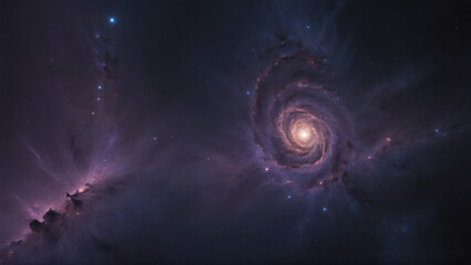 Spiral Galaxy and Nebula in Deep Space