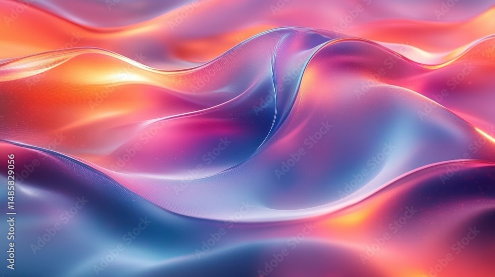 Fototapete smooth flowing abstract shapes with vibrant gradient colors blending from deep blues and purples to 