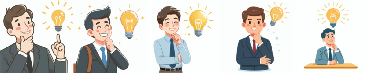 vector businessman gets a brilliant idea with a light bulb symbol