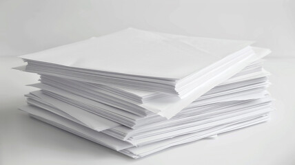 Stack of clean white paper sheets. Ideal for printing, writing, and various creative projects. Standard letter size.