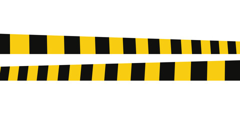 Warning tape with yellow and black diagonal stripes. Warn stop seamless line. Yellow and black caution tape border.eps 10