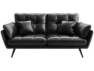 Obraz premium Three seater leather sofa in matte black high resolution picture