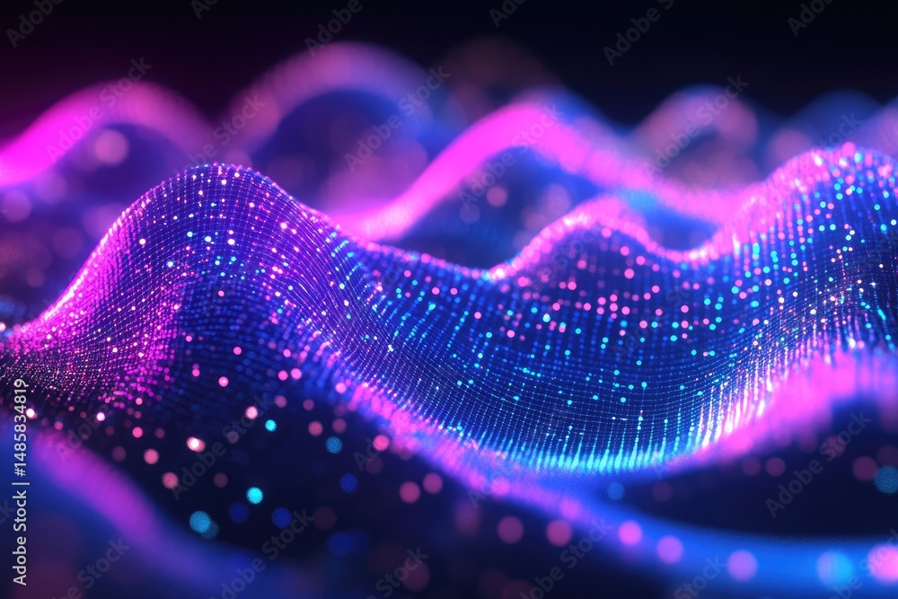 Aufkleber abstract data visualization. a mesmerizing display of undulating, glowing, vibrant particles