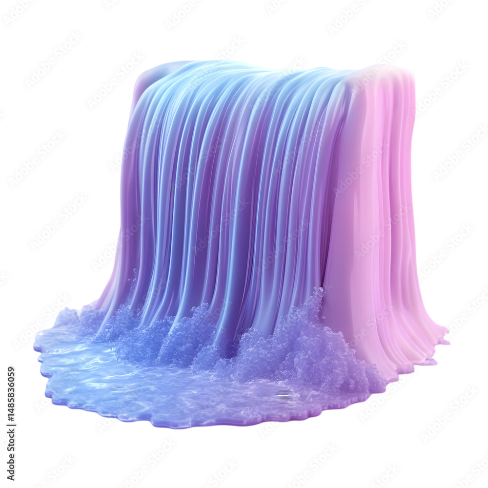 Poster surreal digital rendering of a cascading waterfall with a vibrant color gradient, showcasing a uniqu