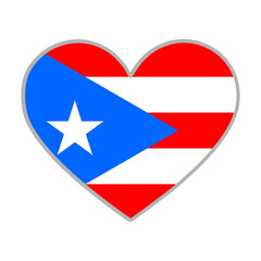 Puerto Rico flag. Puerto Rico love flag. Puerto Rico flag in heart shape. Love symbol. Vector illustration.

