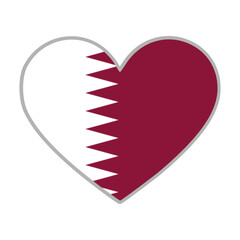 Qatar flag. Qatar love flag. Qatar flag in heart shape. Love symbol. Vector illustration.

