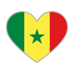 Senegal flag. Senegal love flag. Senegal flag in heart shape. Love symbol. Vector illustration.

