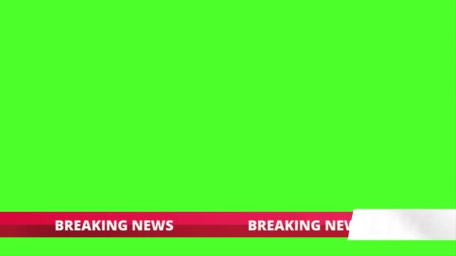 Breaking news template animation, green screen background. Live News TV broadcast isolated background, 4K.l