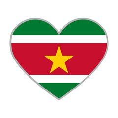 Suriname flag. Suriname love flag. Suriname flag in heart shape. Love symbol. Vector illustration.

