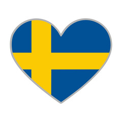 Sweden flag. Sweden love flag. Sweden flag in heart shape. Love symbol. Vector illustration.

