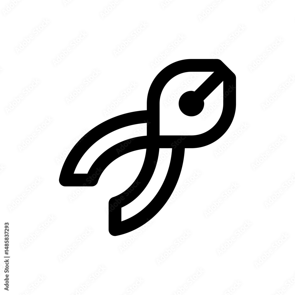 Poster illustration of a pair of black pliers with rounded handles and a pivot point on a white background