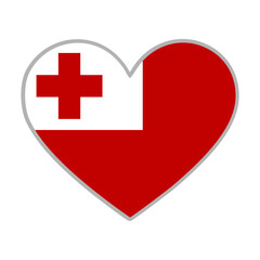 Obraz premium Tonga flag. Tonga love flag. Tonga flag in heart shape. Love symbol. Vector illustration.