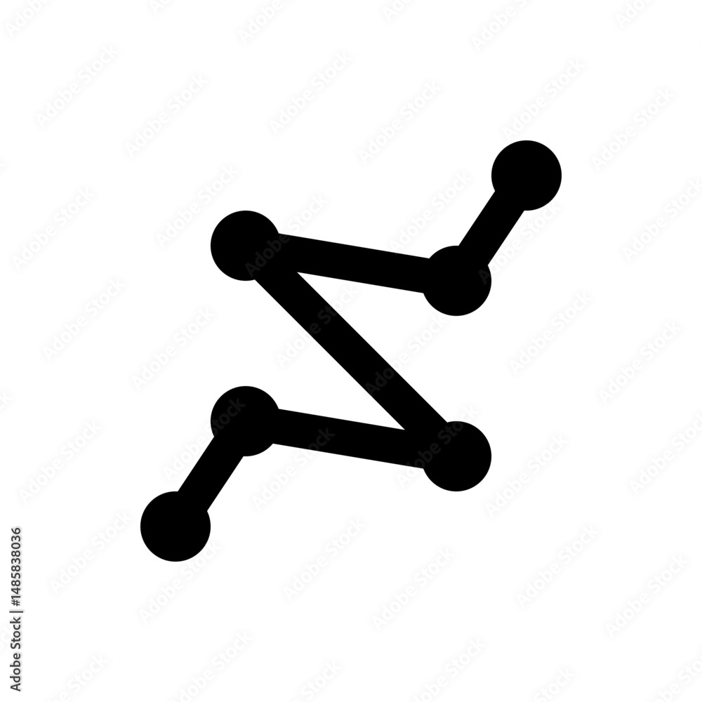 Poster black geometric design featuring connected circles forming a zigzag pattern on a white background sp