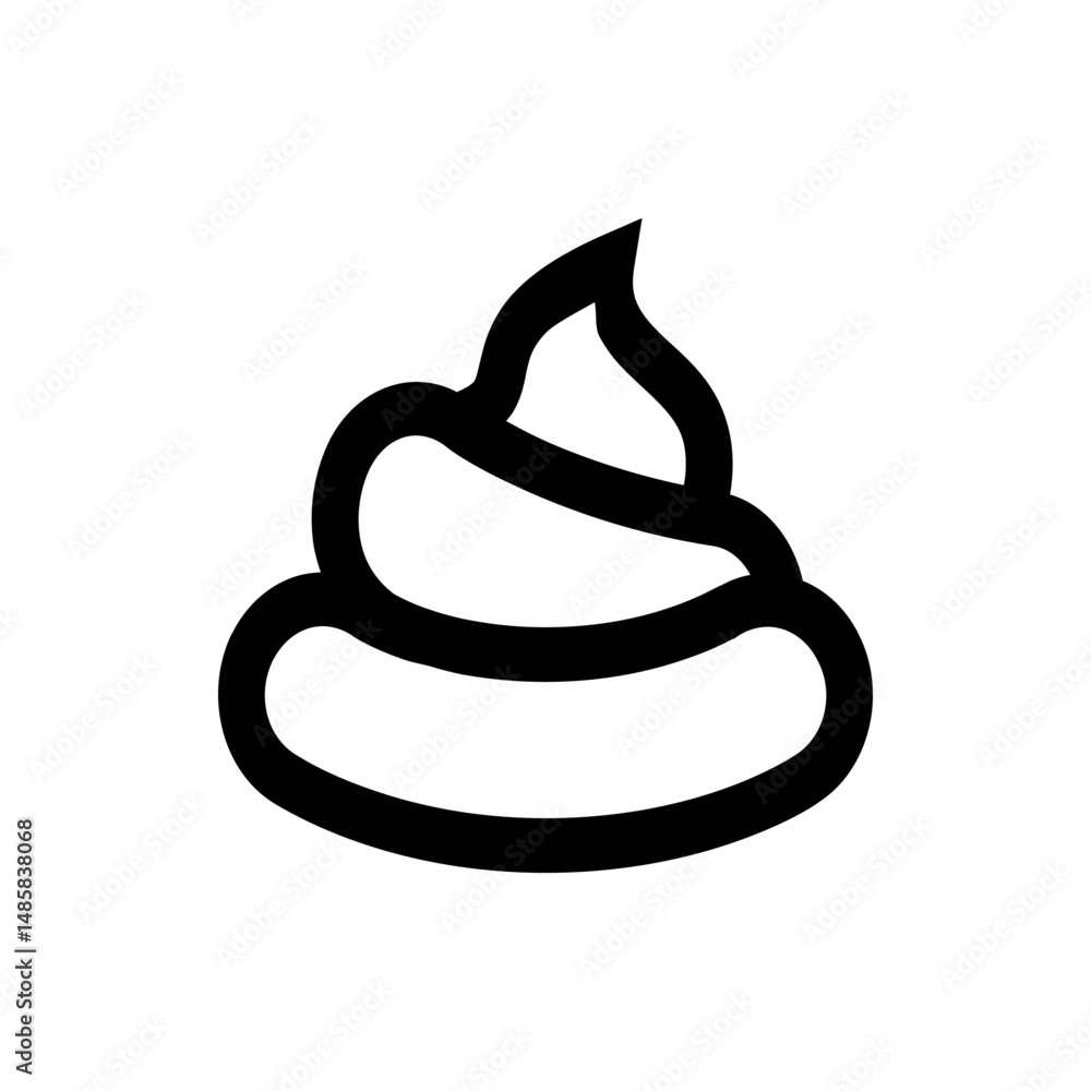 Poster a simple black and white drawing of a pile of poo with a swirl on top and a smooth base design eleme