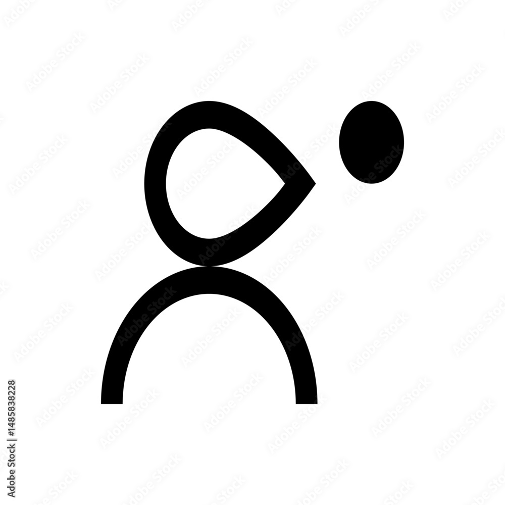 Poster minimalist representation of a person with a speech bubble or thought bubble in simple black lines a