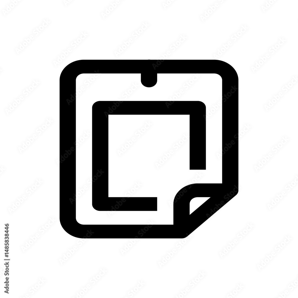 Poster a stylized document icon with a curled corner and a square outline inside representing content filli