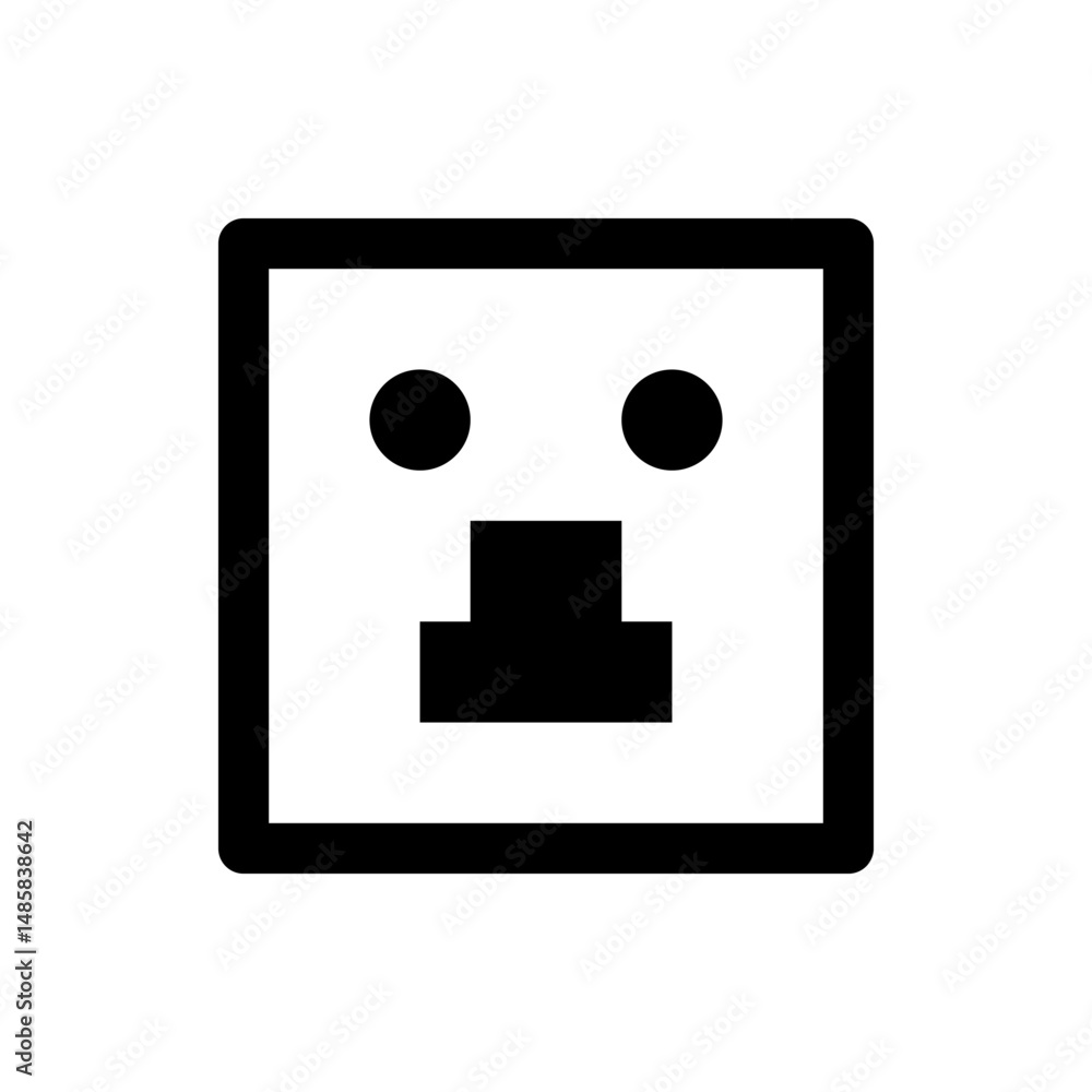 Aufkleber Illustration of a square face with two circular eyes and a rectangular nose shape in black and white color