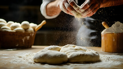 A Bakery Chef Dusting Flour Over Freshly Kneaded Dough C5c5f77a 0ca9 4e71 870b 1f4938bfa148 3