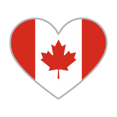 Canada flag. Canada love flag. Canada flag in heart shape. Love symbol. Vector illustration
