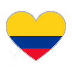 Colombia flag. Colombia love flag. Colombia flag in heart shape. Love symbol. Vector illustration
