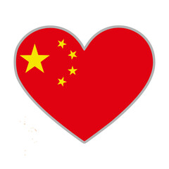 China flag. China love flag. China flag in heart shape. Love symbol. Vector illustration