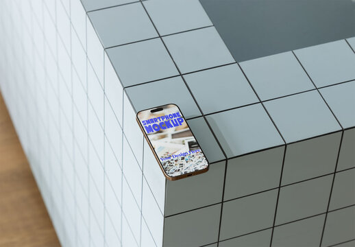 Smartphone Mockup on Tiled Surface