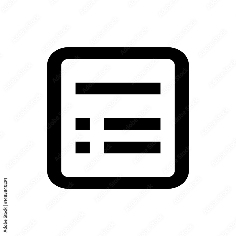 Poster illustration of a document icon with rounded corners and horizontal lines representing text and list