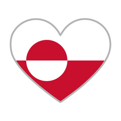 Fototapeta premium Greenland flag. Greenland love flag. Greenland flag in heart shape. Love symbol. Vector illustration