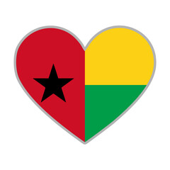Guinea Bissau flag. Guinea Bissau love flag. Guinea Bissau flag in heart shape. Love symbol. Vector illustration