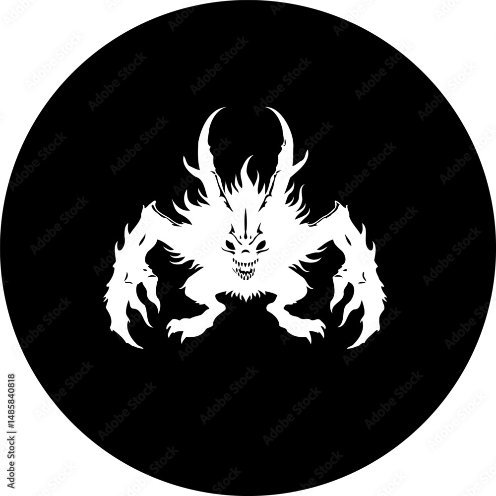 Poster abstract representation of a fantastical creature in a circular design space